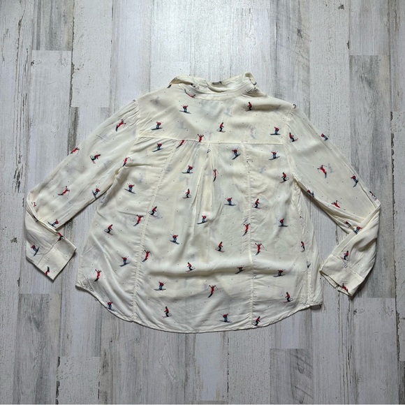 Anthropologie Maeve Conversationalist Ski Button Up Blouse Size 2 - Picture 7 of 7